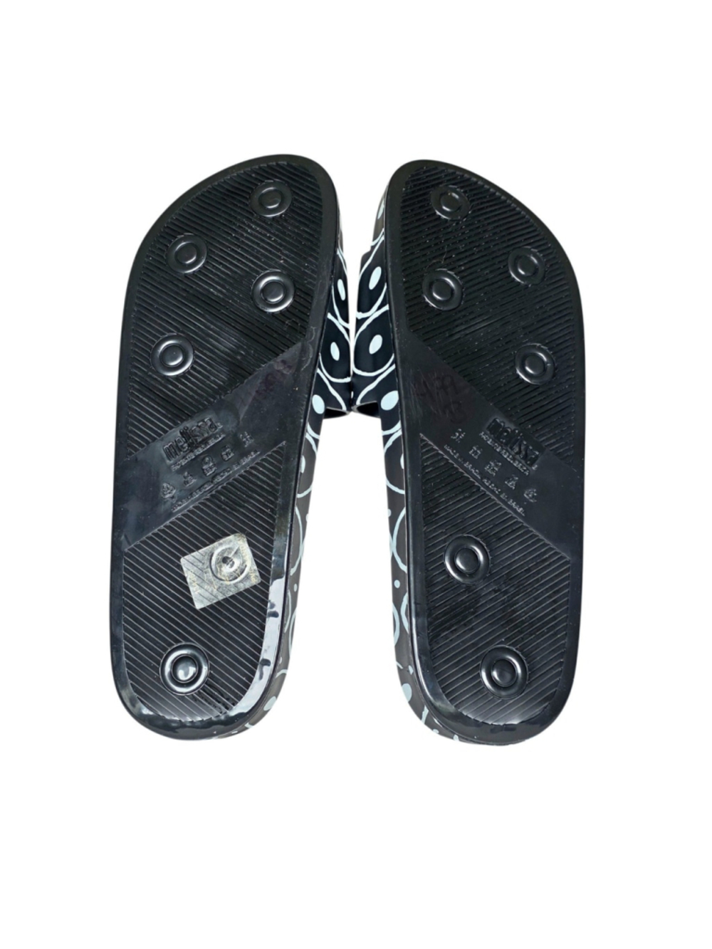 Melissa 10 Corso Como Slides Womens 12 Black Graphic Designer Sandals - Picture 8 of 10